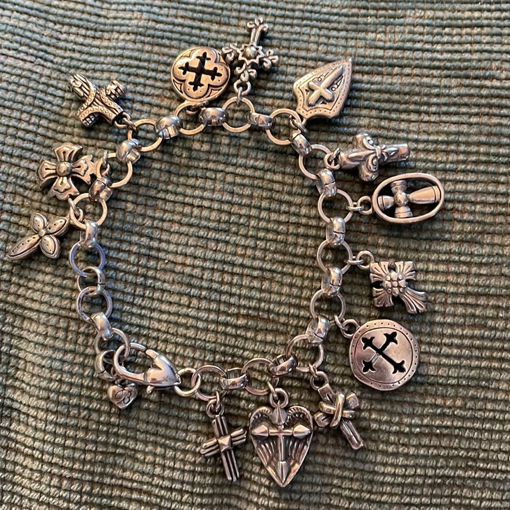 Silver tone Celtic cross bracelet